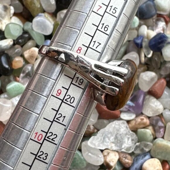 Tiger's eye silver Victorian gem ring - Picture 3 of 6